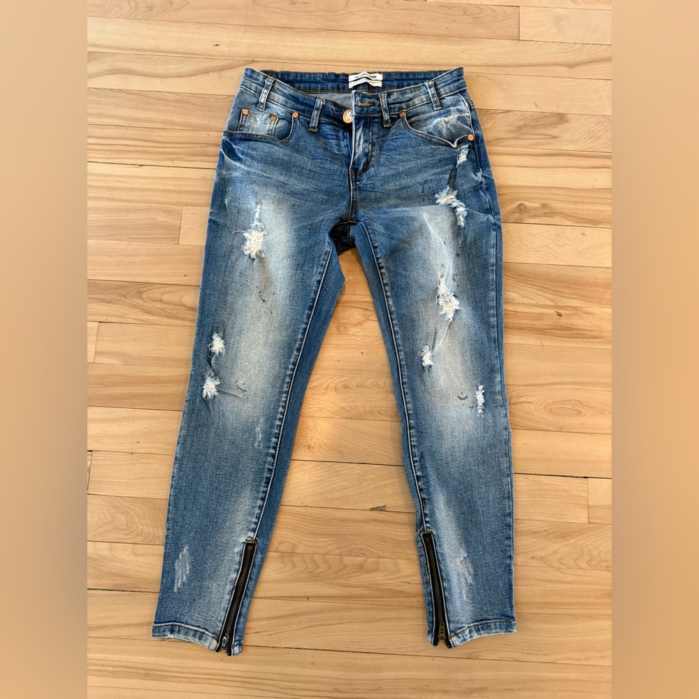 One Teaspoon Ripped Blue Skinny Jeans